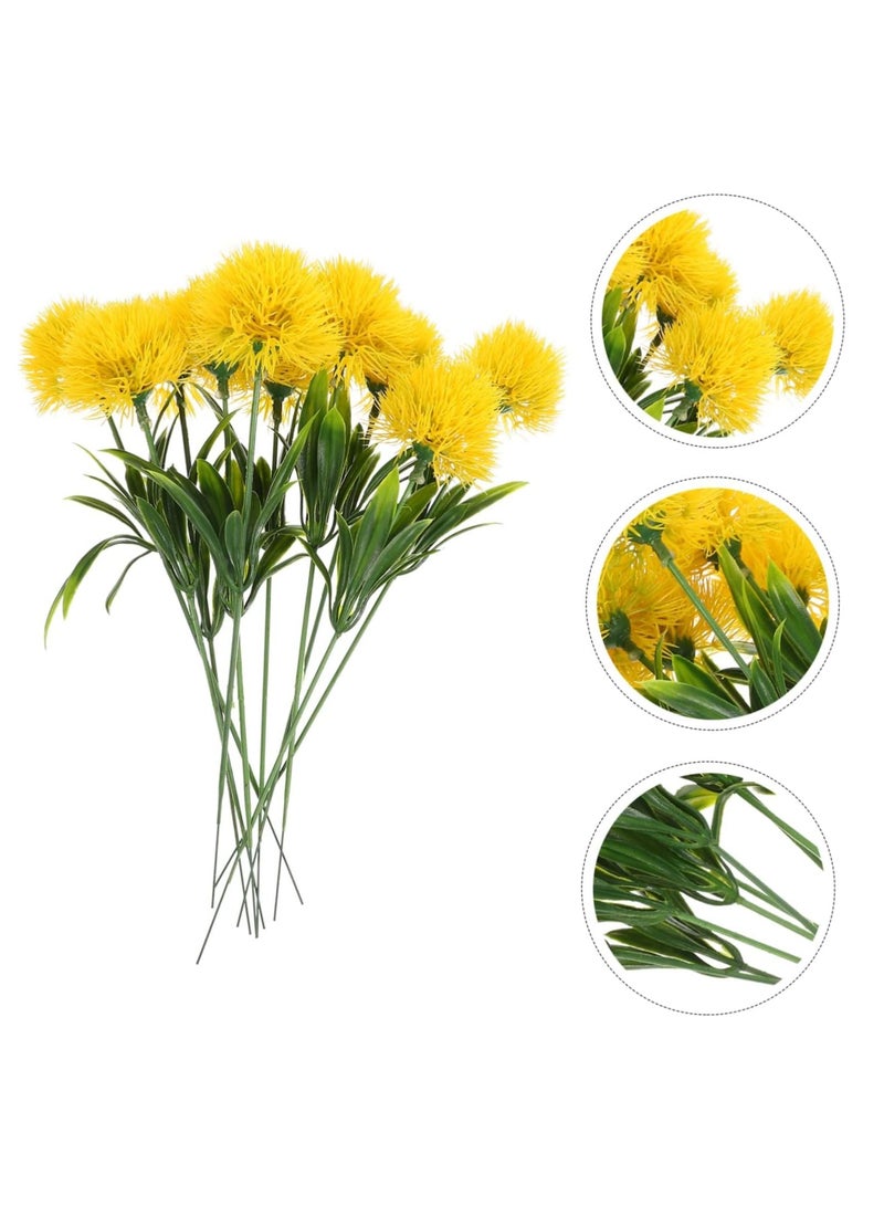 Excefore 10pcs Artificial Dandelion Artificial Outdoor Plants Dining Room Table Decor Table Centerpieces for Weddings Plastic Flower Bouquet Flower Arrangement Realistic Lifelike Dandelion - Image 2