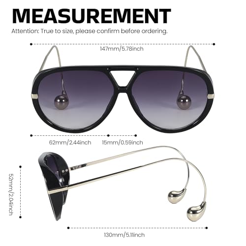 SODQW Oversized Aviator Sunglasses for Women With Earring Trendy Large Big 2025 Designer Shades Adjustable Temples - Image 5