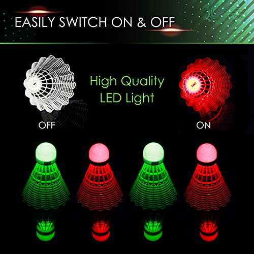 TGU Badminton Shuttlecocks, Badminton Birdies 4pcs - Lighting Glow in The Dark Night - Image 4