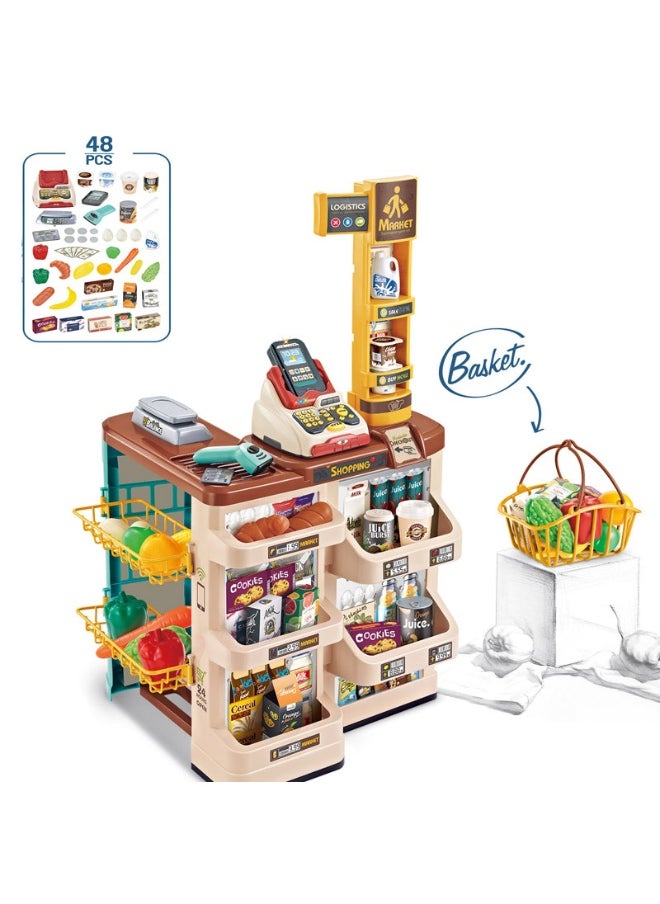 Generic Kids Pretend Supermarket Playset - Shopping Cart and Cash Register 
