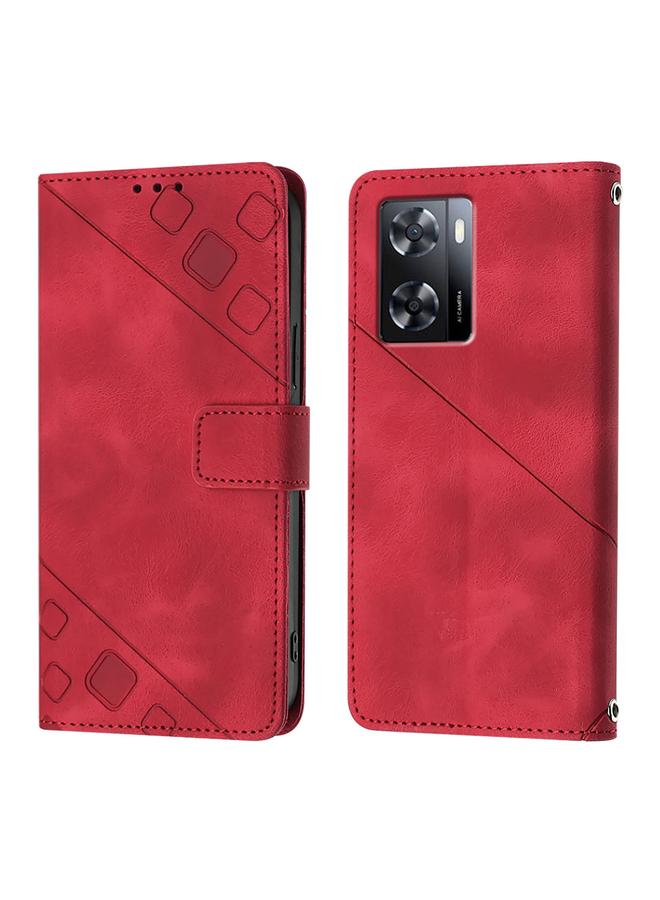 S-TOP Case For OPPO A57s / A57e / A77s Global Skin-feel Embossed Leather Phone Case - Image 2