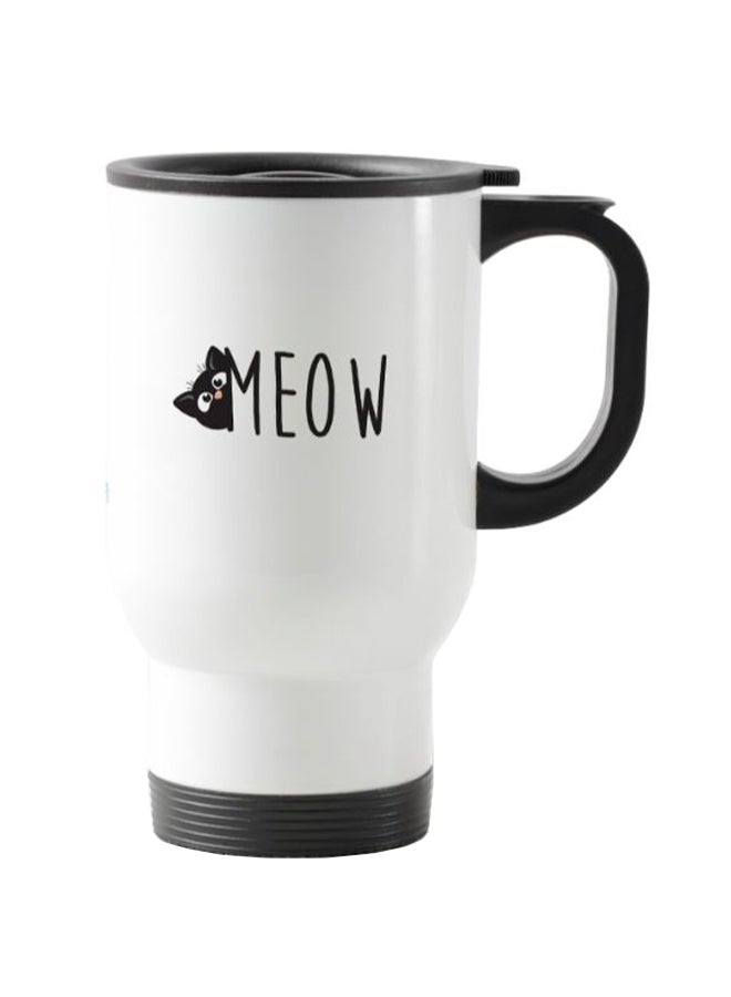 RYN Cute Cat Printed Travel Mug White 13centimeter