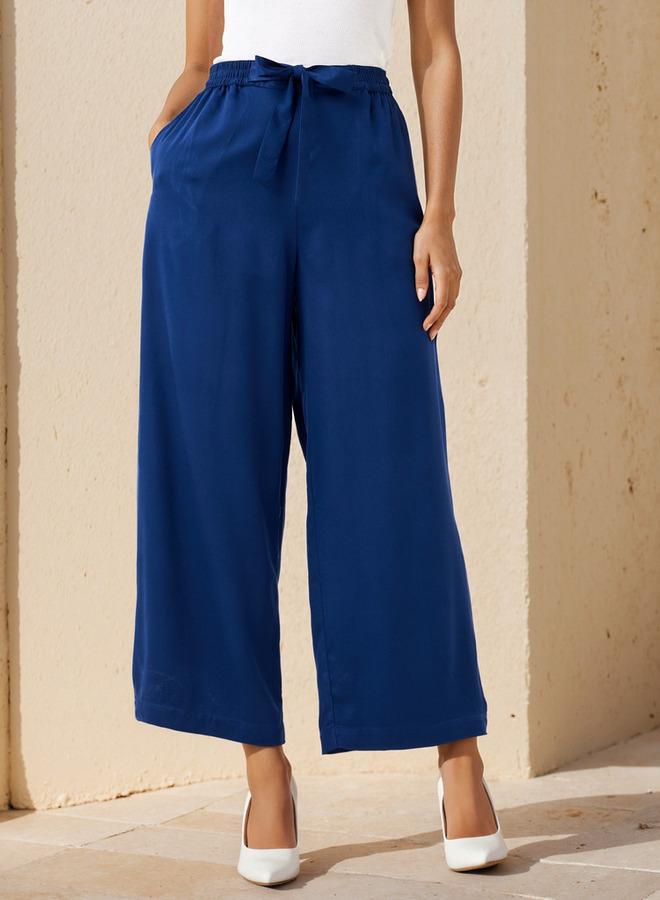 سبلاش فيڤ بنطلون بالازو بقصة مريحة مع حزام ربط وجيوب - Image 1