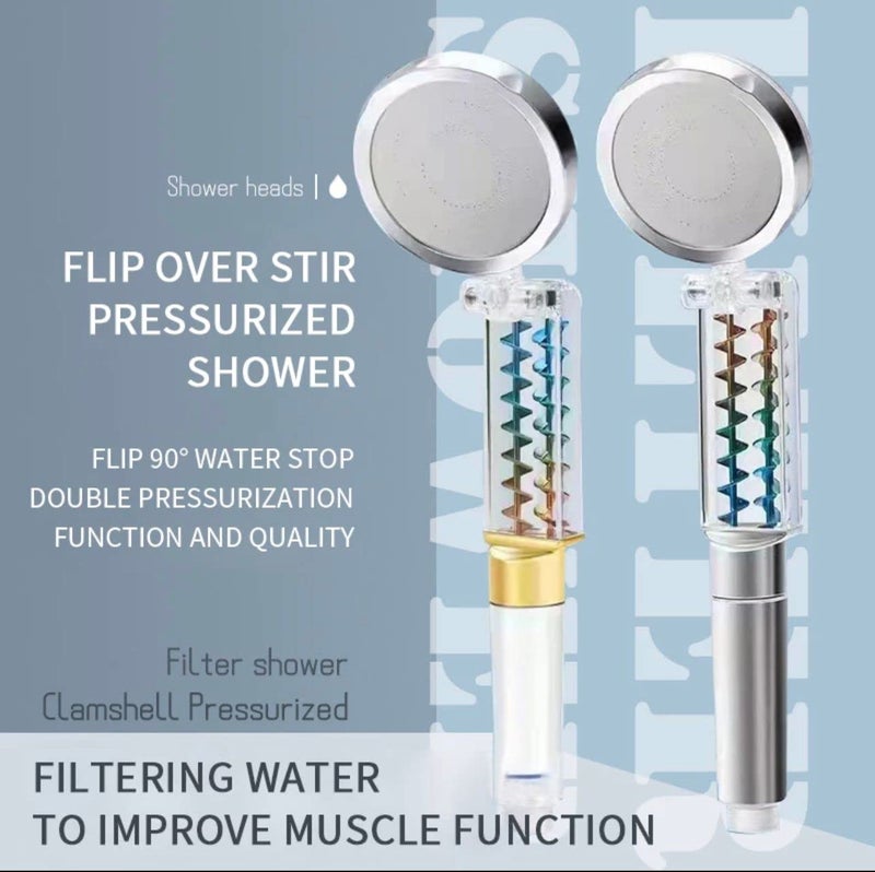 bosig bosig Handheld Shower Head High PowerPressure Turbo Fan Shower Head with Filter and Pause Switch Easy Install Turbocharged Shower Head 360 Degrees Rotating - Image 4