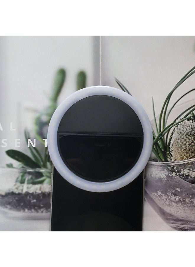 Neutral Rk12 Mobile Phone Fill Light Round Back Clip Live Selfie Beauty Led Fill Light Usb Charging Mobile Phone Fill Light - Image 1