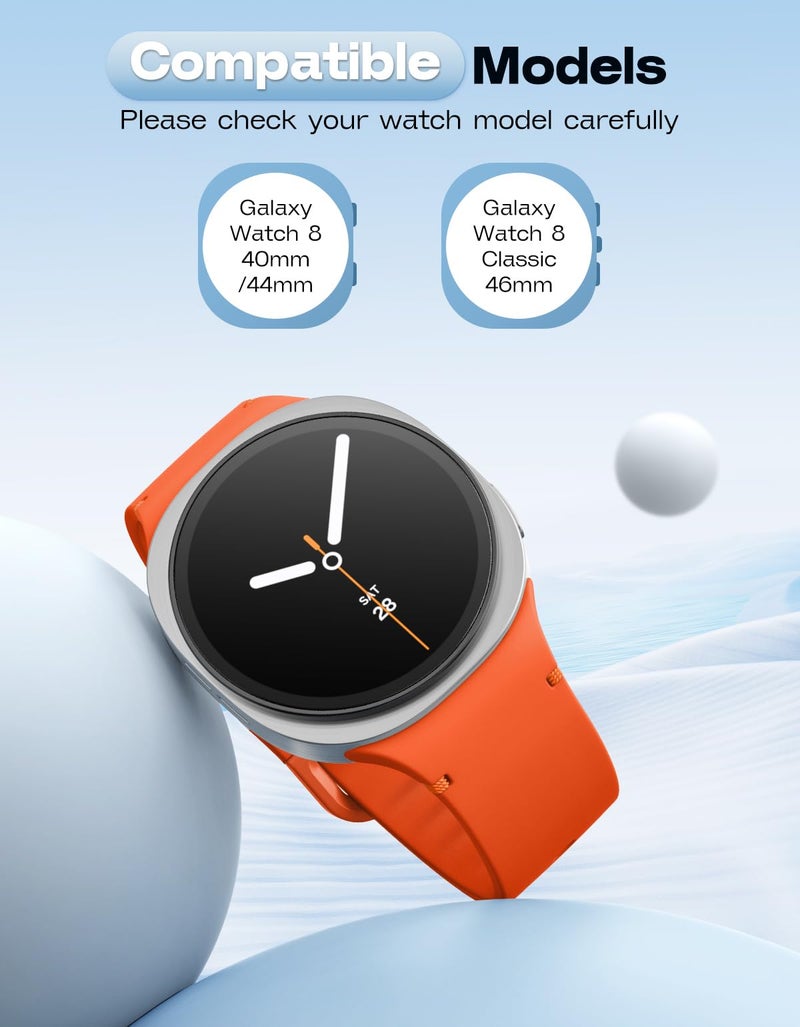 MoKo 5 Pack Sport Bands for Samsung Galaxy Watch 8 Band 40mm 44mm/Galaxy Watch 8 Classic 46mm, Soft Silicone Replacement Strap for Men Women, M/L, B+W+SG+MB+O - Image 2