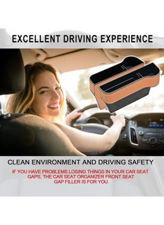 Scrolls 2 Pack Car Seat Gap Organizer Storage Box Cup Holder Car Console Side Pockets PU Leather Cellphones Key Cards Sunglasses Small Items Car Interior Accessories (Right and Left, Brown)  - Image 3