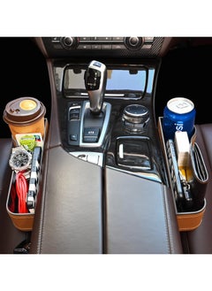 Scrolls 2 Pack Car Seat Gap Organizer Storage Box Cup Holder Car Console Side Pockets PU Leather Cellphones Key Cards Sunglasses Small Items Car Interior Accessories (Right and Left, Brown)  - Image 5