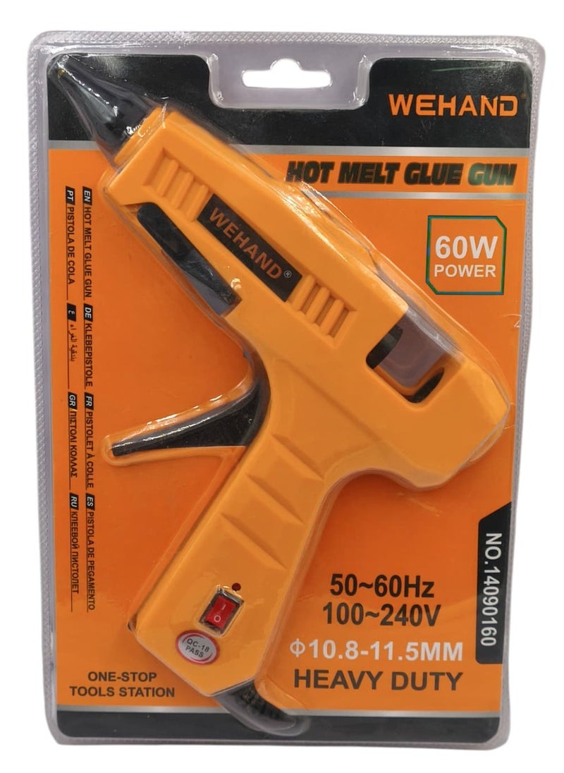 WEHAND WEHAND Hot Melt Glue Gun – 60W High-Performance Handheld Adhesive Tool – Strong Bonding for DIY, Crafts & Repairs – Orange Trigger Design  - Image 1