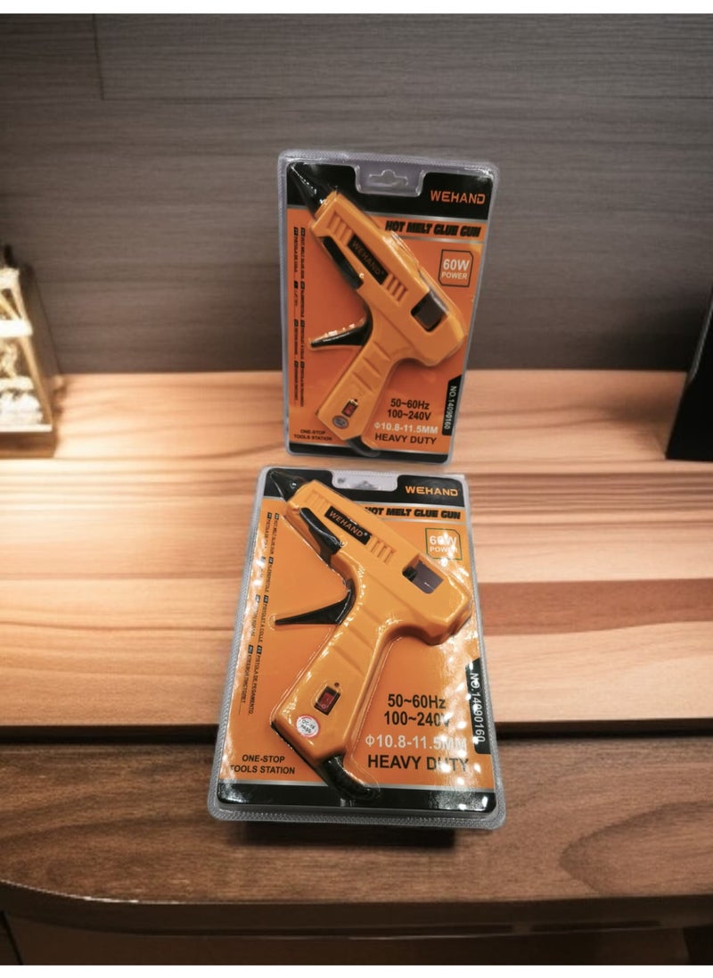WEHAND WEHAND Hot Melt Glue Gun – 60W High-Performance Handheld Adhesive Tool – Strong Bonding for DIY, Crafts & Repairs – Orange Trigger Design  - Image 3