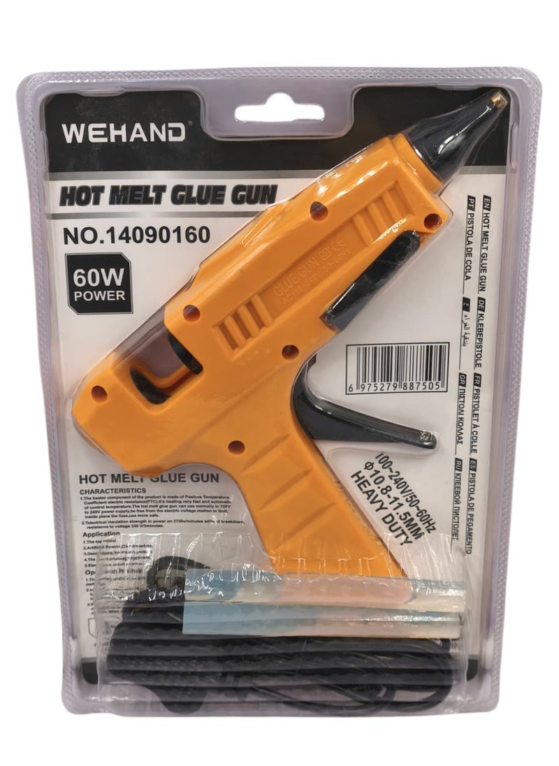 WEHAND WEHAND Hot Melt Glue Gun – 60W High-Performance Handheld Adhesive Tool – Strong Bonding for DIY, Crafts & Repairs – Orange Trigger Design  - Image 2