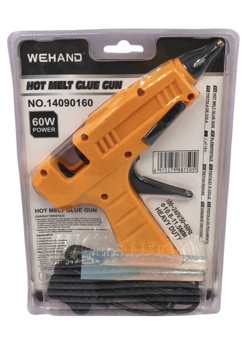 WEHAND Hot Melt Glue Gun – 60W High-Performance Handheld Adhesive Tool – Strong Bonding for DIY, Crafts & Repairs – Orange Trigger Design - Image 3