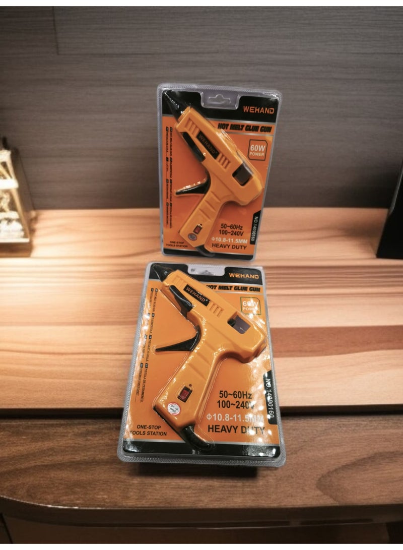 WEHAND Hot Melt Glue Gun – 60W High-Performance Handheld Adhesive Tool – Strong Bonding for DIY, Crafts & Repairs – Orange Trigger Design - Image 4