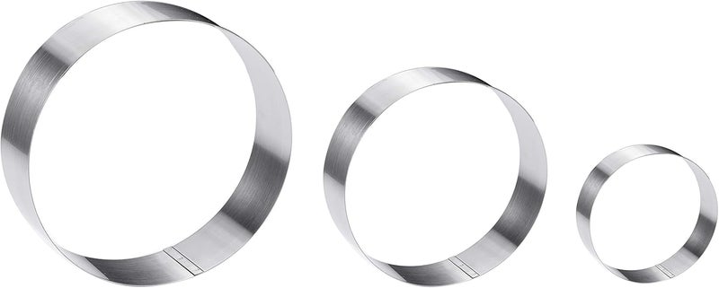 Maykito Large Round Cake Ring Set-4/6/8 Inch Biscuit Cutter Stainless Steel Circle Pancake Mold English Muffin Ring - Image 1
