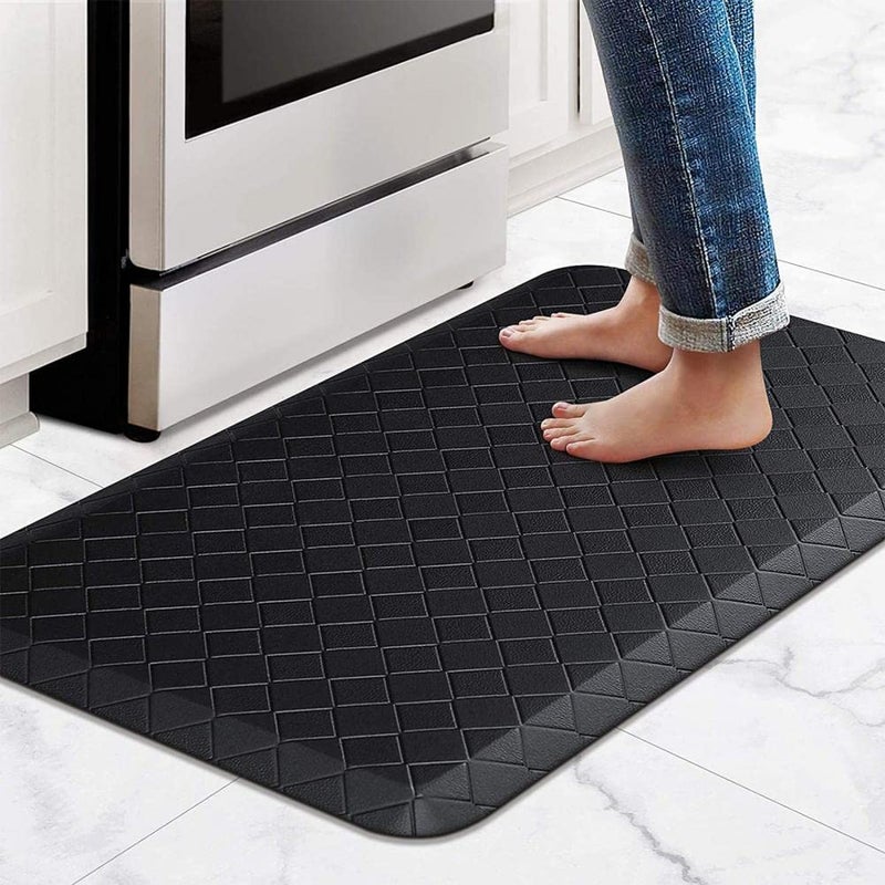 NILKANTH Foam Anti Fatigue Kitchen Rugs Thick Cushioned Kitchen Floor Mat Carpets Heavy Duty Comfort Standing Mat Waterproof Non Slip Kitchen Runner Rug Black 18 X 30 - Image 1