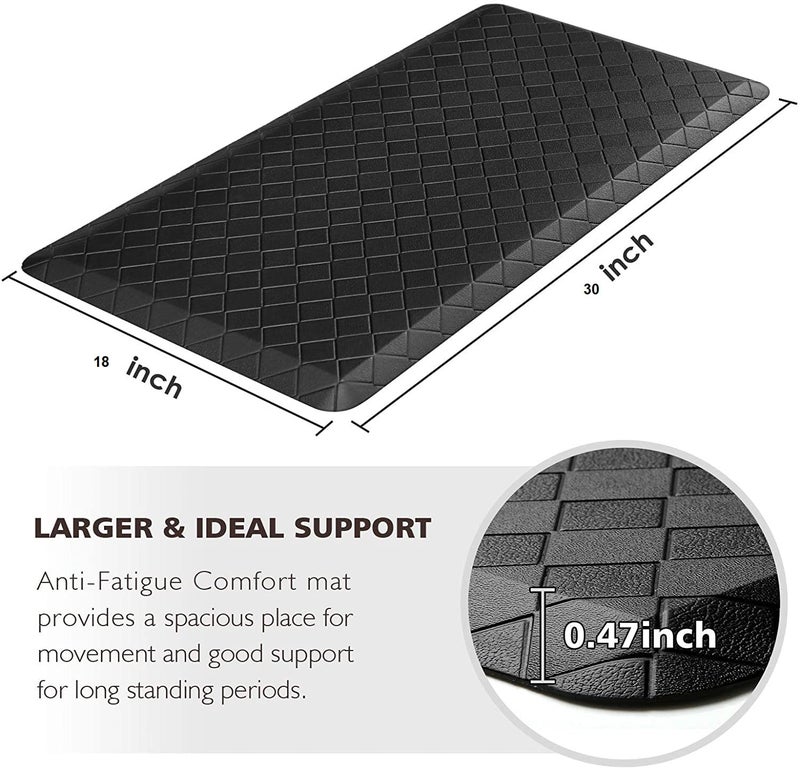 NILKANTH Foam Anti Fatigue Kitchen Rugs Thick Cushioned Kitchen Floor Mat Carpets Heavy Duty Comfort Standing Mat Waterproof Non Slip Kitchen Runner Rug Black 18 X 30 - Image 3