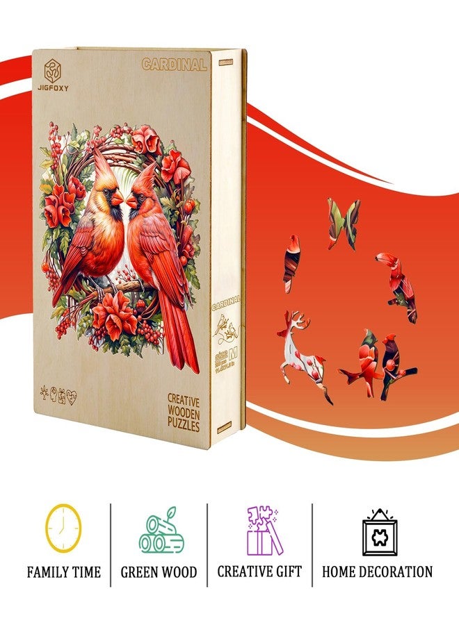 Jigfoxy Wooden Puzzles for Adults, Cardinal Wood Puzzle for Adults, Unique Animal-Shaped Wooden Jigsaw Puzzle, Christmas Thanksgiving Gifts for Family and Friends (S-8.4 * 8.3in-100 pcs) - Image 4
