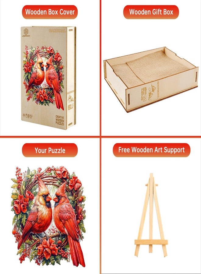 Jigfoxy Wooden Puzzles for Adults, Cardinal Wood Puzzle for Adults, Unique Animal-Shaped Wooden Jigsaw Puzzle, Christmas Thanksgiving Gifts for Family and Friends (S-8.4 * 8.3in-100 pcs) - Image 5