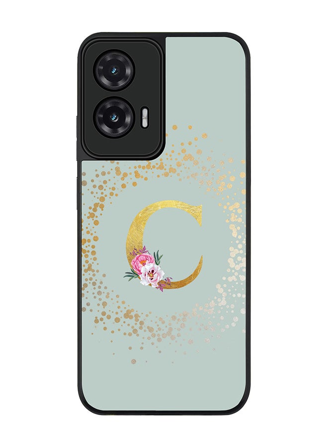 Stylizedd For Motorola Moto G35 Case,Slim fit Camera Protection, Shockproof Thin Phone cover  - Custom Monogram Floral - C  (Light Grey )