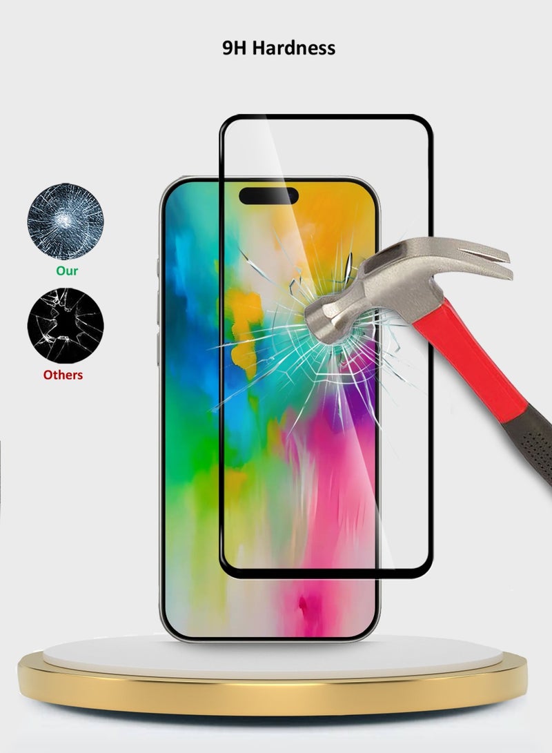 Wtech Apple iPhone 16 Pro 2024 Premium E2E Series Full Glue Full Cover Tempered Glass Screen Protector - Clear/Black - Image 2