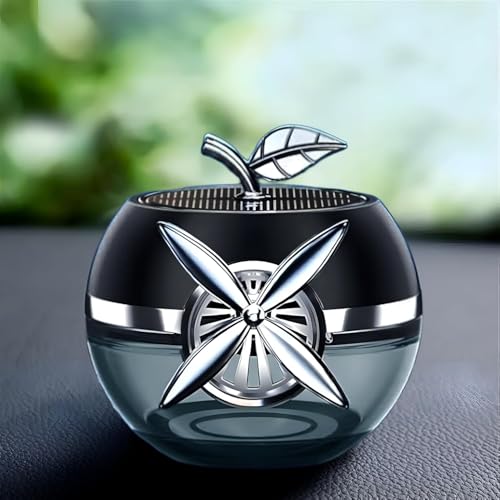 Jukusa Solar Rotating Car Air Freshener Interior Dashboard Decoration | Diffuser with Solar Rotating Creative Car Perfume Decoration | Stylish Apple Design (Grey, Ocean Mist Fregrence, 45 ml.) - Image 1