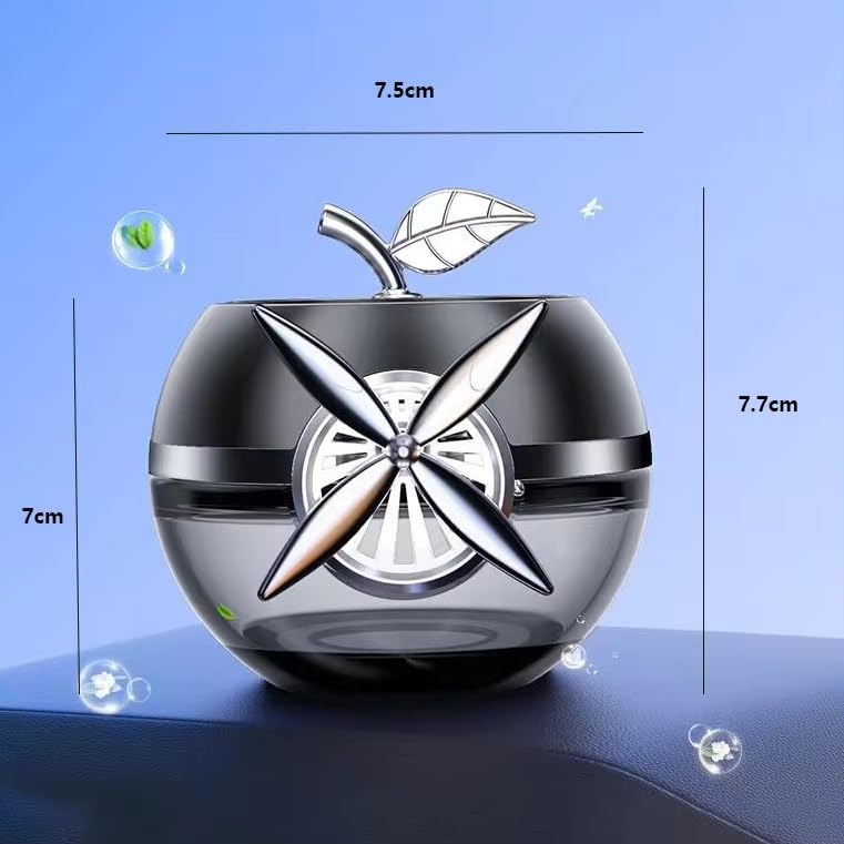 Jukusa Solar Rotating Car Air Freshener Interior Dashboard Decoration | Diffuser with Solar Rotating Creative Car Perfume Decoration | Stylish Apple Design (Grey, Ocean Mist Fregrence, 45 ml.) - Image 2