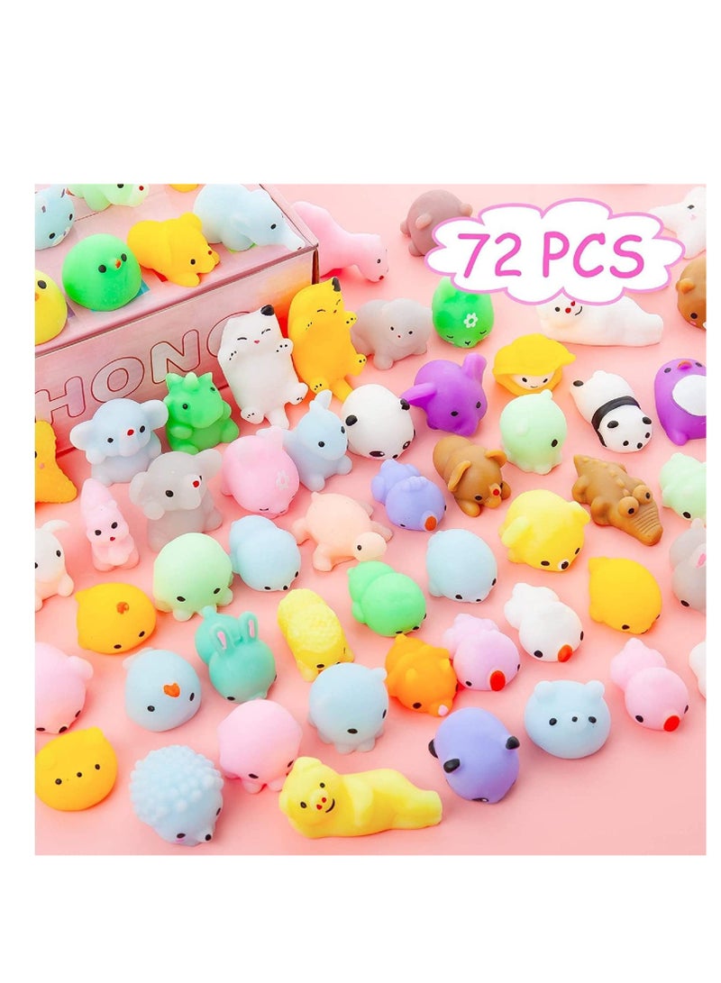 Raxoom 72 Pcs Kawaii Squishies, Mochi Squishy Toys for Kids Party Favors, Mini Stress Relief Toys for Party Favors, Classroom Prizes, Birthday Gift, Goodie Bag Stuffers (Animals) - Image 3