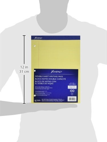 Ampad Evidence Dual Pad, Narrow/Margin Ruled, Size 8.5 x 11.75 Inches, Canary Paper, 100 Sheets Per Pad (20-246), - Image 3