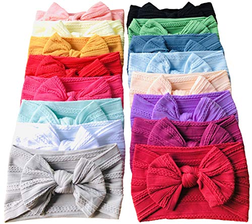 Baby Girl Bows Nylon Headbands Jacquard Design for Newborn Infant Toddler Little Girls 16Pack