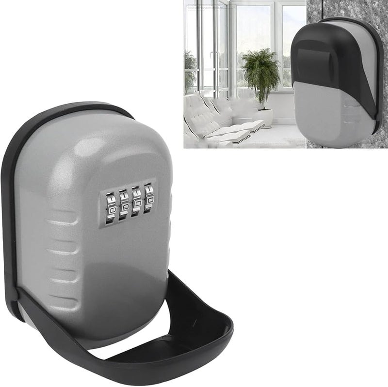 Wall Mounted Waterproof Combination Key Lock Box For Home Indoor Outdoor Use Glitter Silver - Image 4