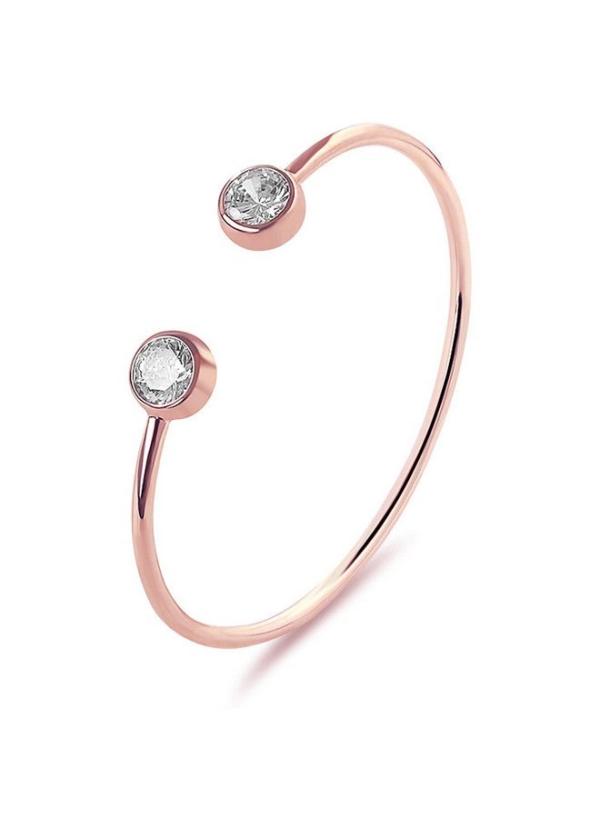 Peora Rose Gold Plated Cubic Ziroconia Studded Kada Bracelet Stylish Fashion Jewellery for Women - Image 1