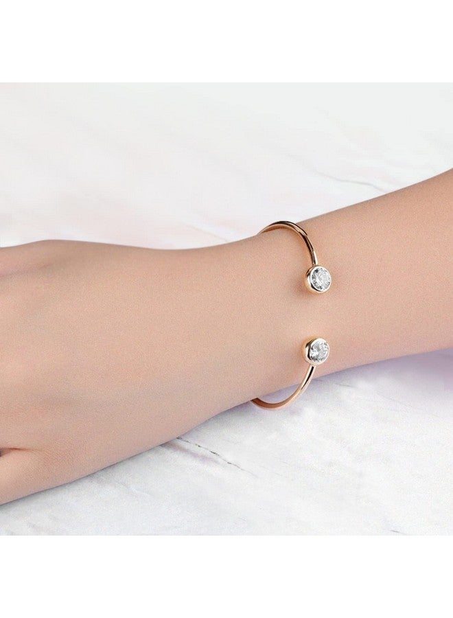 Peora Rose Gold Plated Cubic Ziroconia Studded Kada Bracelet Stylish Fashion Jewellery for Women - Image 2