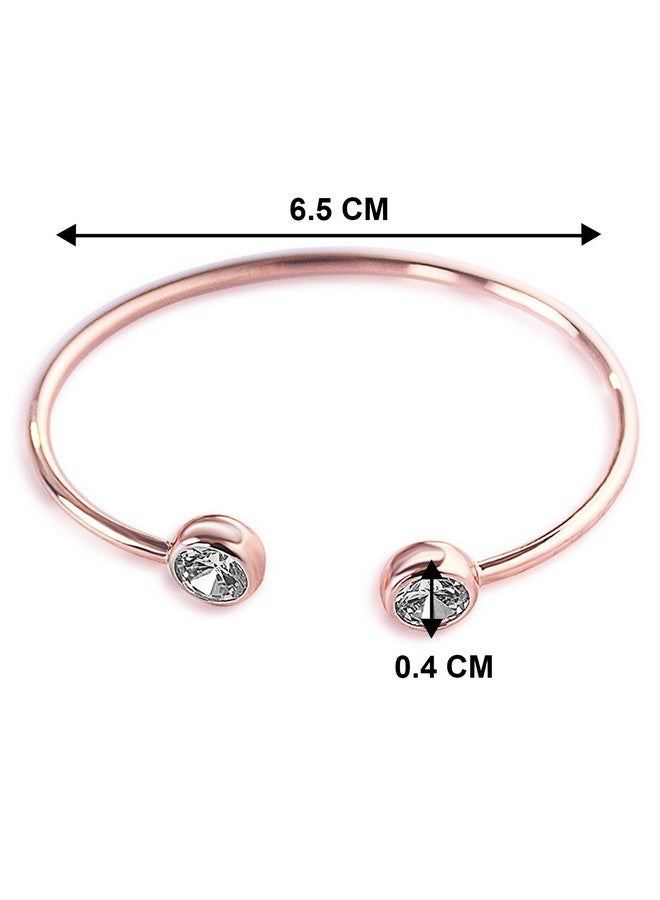 Peora Rose Gold Plated Cubic Ziroconia Studded Kada Bracelet Stylish Fashion Jewellery for Women - Image 4