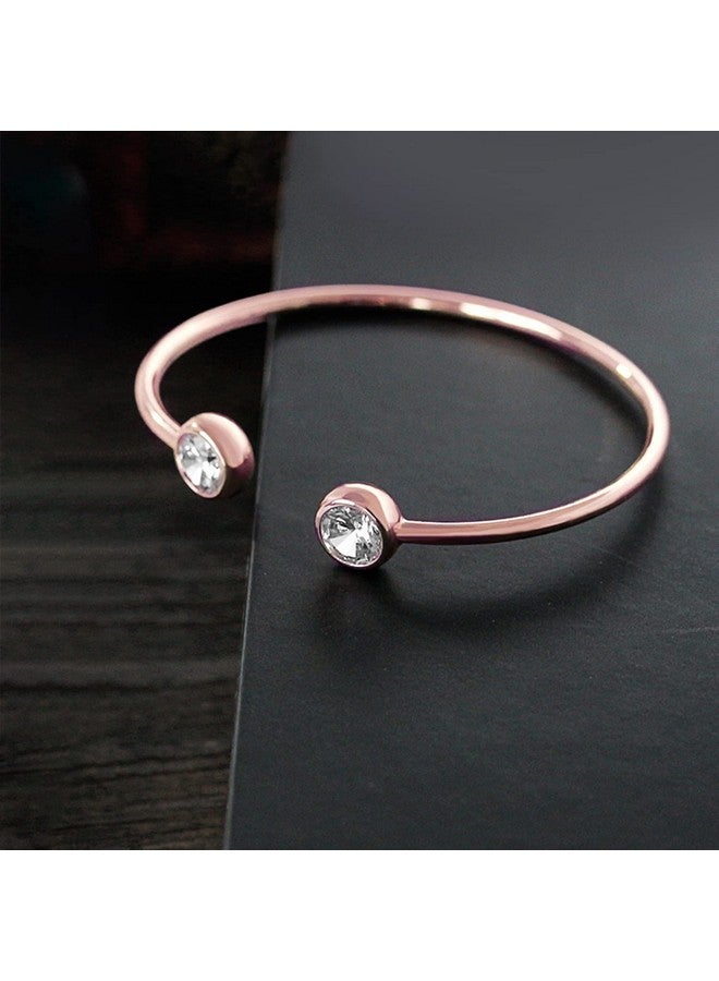 Peora Rose Gold Plated Cubic Ziroconia Studded Kada Bracelet Stylish Fashion Jewellery for Women - Image 5