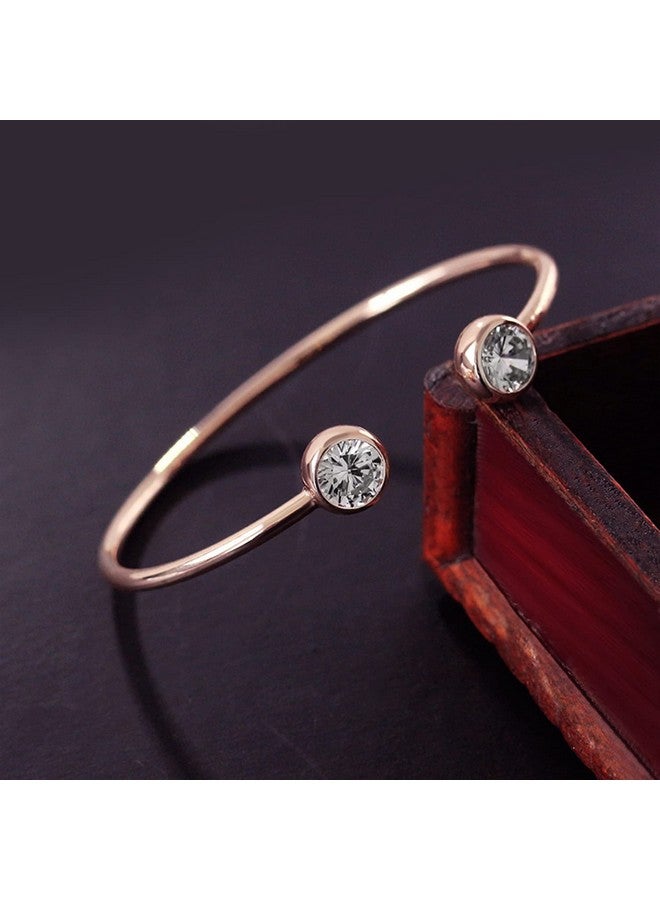 Peora Rose Gold Plated Cubic Ziroconia Studded Kada Bracelet Stylish Fashion Jewellery for Women - Image 3