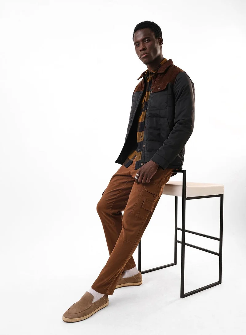 Dennis Lingo  Men's Brown Cotton Blend Full Relaxed Cargo Trouser for Men | Best Price UAE