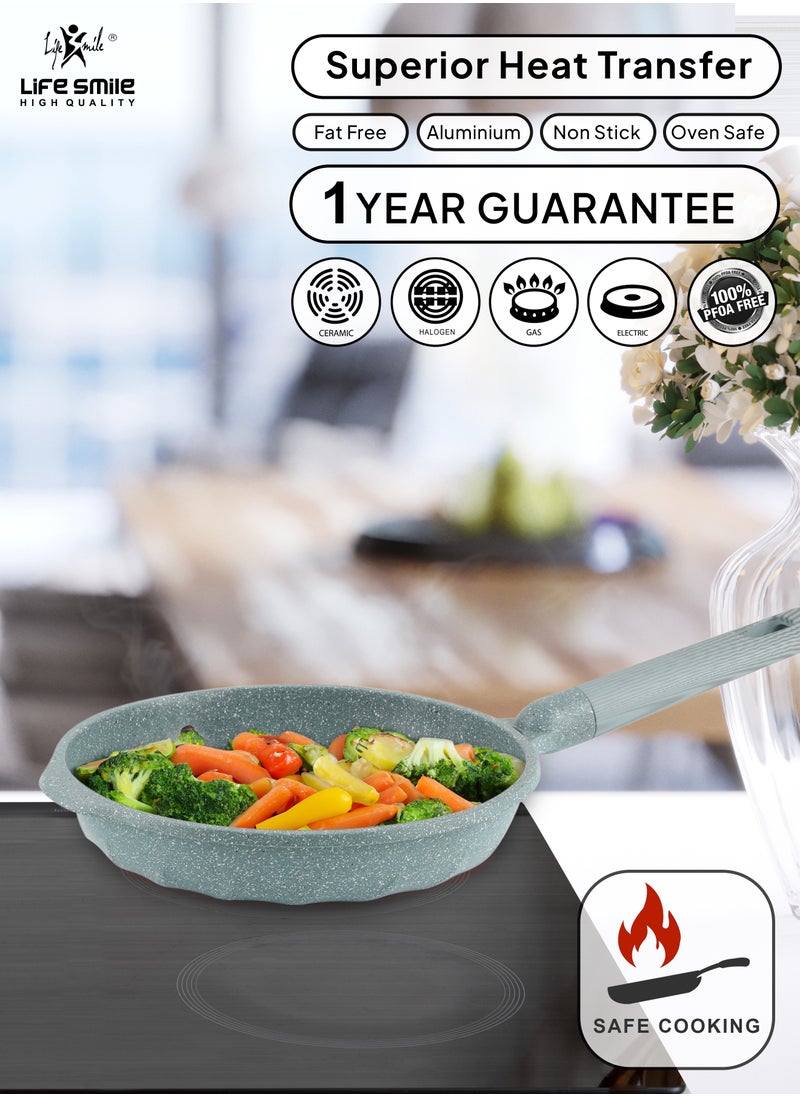 24cm (1.6 Liter) LIFE SMILE Frying Pan With Lid - Multi Layer Granite Coating Fry Pan | Non Stick, 100% PFOA FREE | Heat-Resistant Handle Hanging Loop | Induction bottom Cyan - pzsku/ZEB8D19672DBE384F071DZ/45/_/1733289437/5c55fbc1-1e5b-4ad2-9449-d60b58dd9437