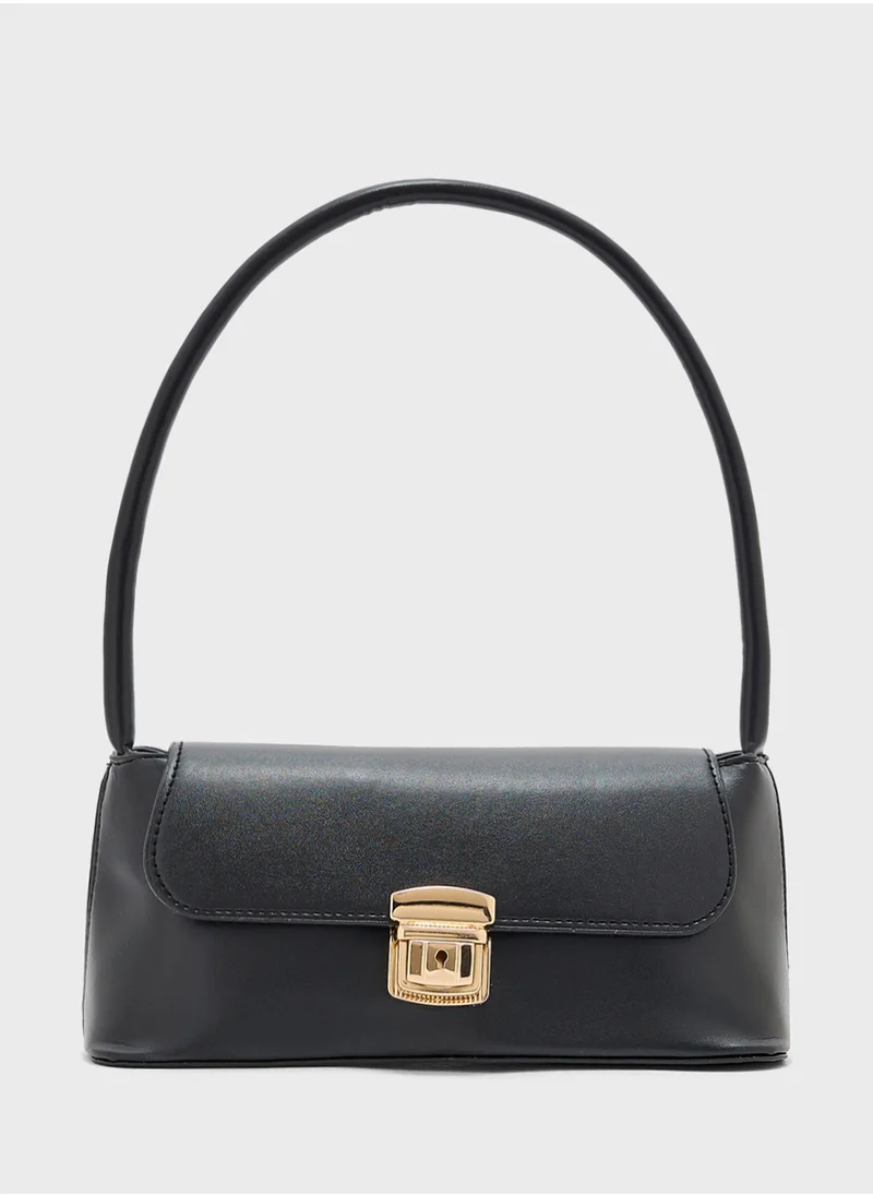 ELLA Metal Clasp Detail Shoulder Bag