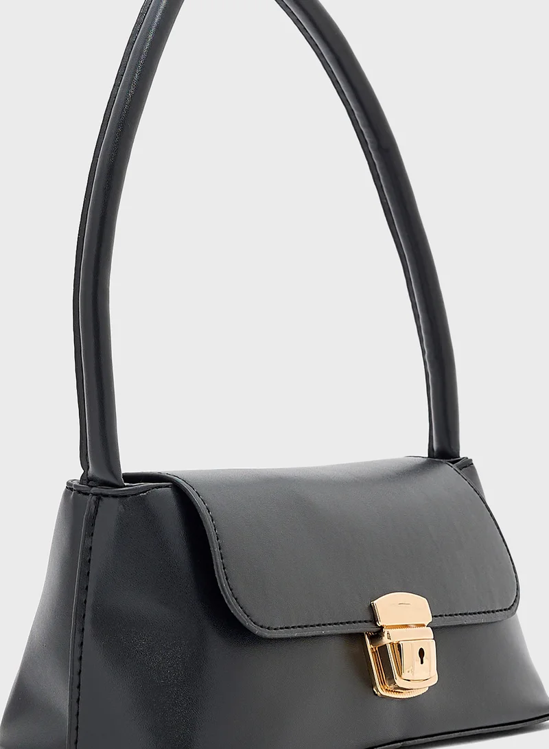 ELLA Metal Clasp Detail Shoulder Bag