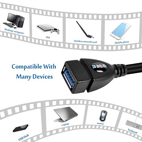 UCEC USB 3.0 Extension Cable, Male to Female 90 Degree Short Extension Cord 6 Inch Extender, Up & Down Angle, 2 Pack (Black) - Image 4