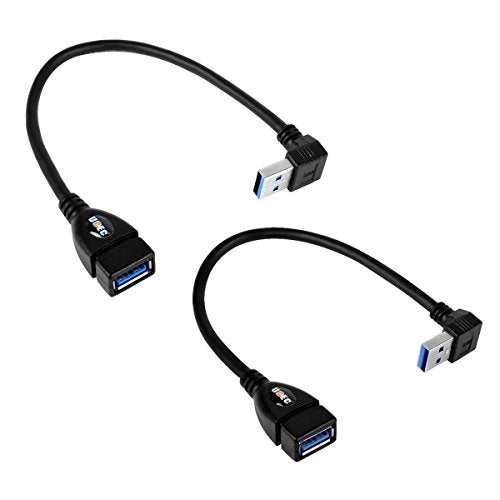 UCEC USB 3.0 Extension Cable, Male to Female 90 Degree Short Extension Cord 6 Inch Extender, Up & Down Angle, 2 Pack (Black) - Image 1
