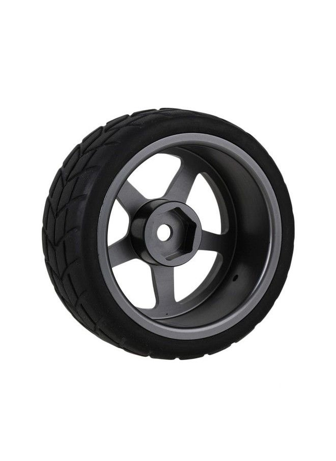 Mxfans Grey 5 Spoke Aluminium Alloy Wheel Rims & Black Square Pattern Rubber Tyres Tires For Rc 1:10 On Road Racing Car Set Of 4  - Image 4