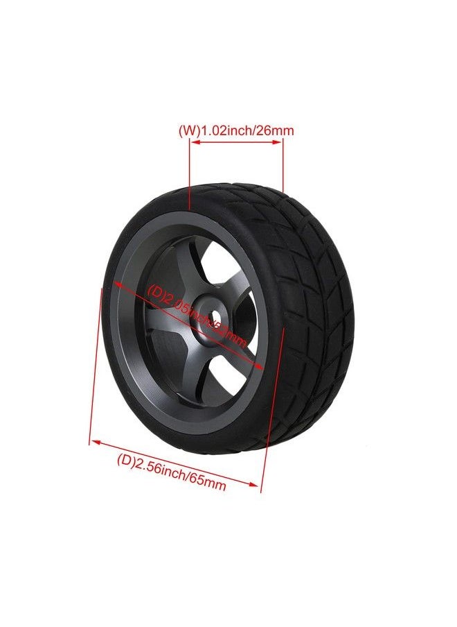 Mxfans Grey 5 Spoke Aluminium Alloy Wheel Rims & Black Square Pattern Rubber Tyres Tires For Rc 1:10 On Road Racing Car Set Of 4  - Image 5
