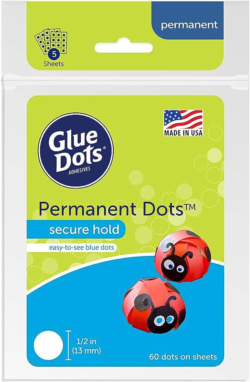 Glue Dots Permanent Glue Dots, Blue, Pack Of 60 - Image 1