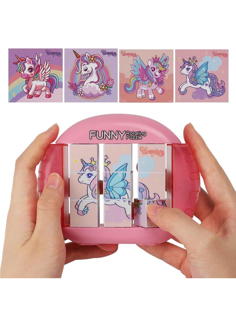 LAIAOCISI Rotating Puzzle for Kids 3 - 8 Year Old, 4 Puzzles in 1, Toddlers Travel, Car, Airplane, Road Trip Activities, Fine Motor Skills, Fidget, Gift for Boys & Girls Ages 3+ (Alicorn)  - Image 1