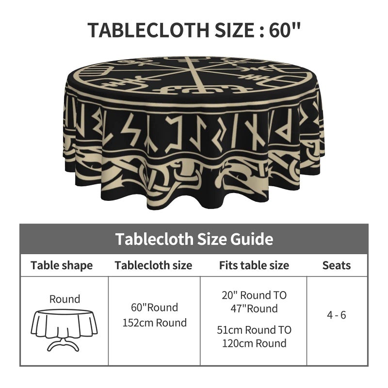 FreeHotu Viking Nordic Celtic Symbol Round tableothen shice comple table table table table table table table for kitch divel dice tabletop decor - Image 4