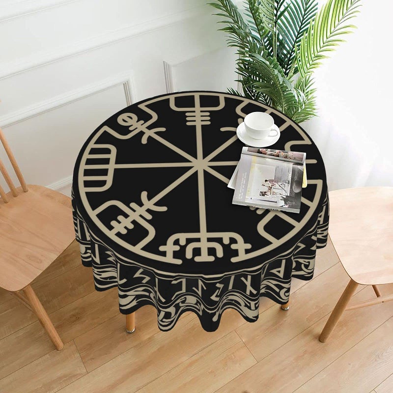 FreeHotu Viking Nordic Celtic Symbol Round tableothen shice comple table table table table table table table for kitch divel dice tabletop decor - Image 2