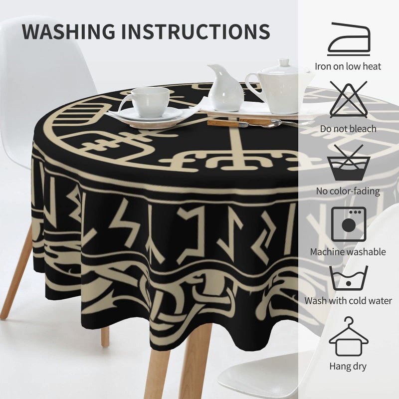 FreeHotu Viking Nordic Celtic Symbol Round tableothen shice comple table table table table table table table for kitch divel dice tabletop decor - Image 5
