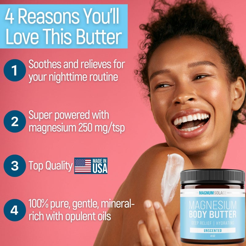 Magnum Solace Magnesium Body Butter - Nighttime Magnesium Cream - Lightly Scented - Image 2