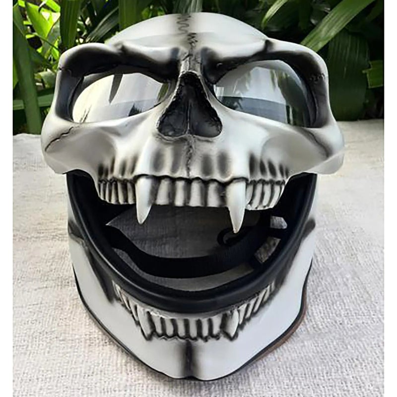 Skull Mask: White Glass Fiber, Unobstructed Visibility - Funny Frightening Design, Full Head Cover for Halloween Costume Parties, Cosplay, Home Play - Image 1